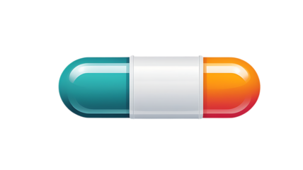 Simple minimalist pill capsule icon with teal orange and white design for medical and pharmaceutical use