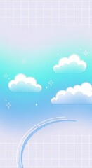 Blue Sky Clouds Background with Sparkle Graphic Design for Website or Mobile App