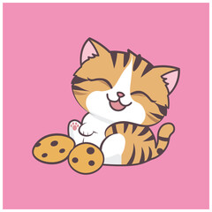 Cat with Cookies Illustration