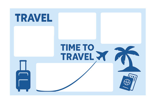 A collection of vector‑editable social media story templates featuring hand‑drawn doodles of travel, flight, and beach scenes, allowing you to insert photos and text to create your own unique content