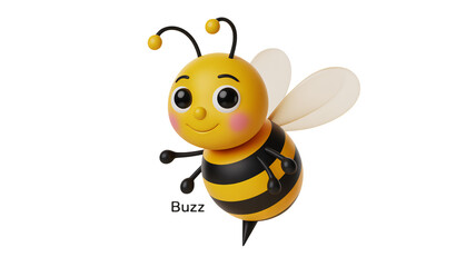 Fototapeta premium Cute cartoon bee flying with joyful expression perfect for playful designs and projects