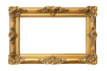 Ornate Gold Frame Isolated on Black Background