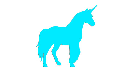 Fototapeta premium Gleaming unicorn logo arcs across pastel sky, horn aglow, mane flowing, symbolizing pure magic and wonder. 