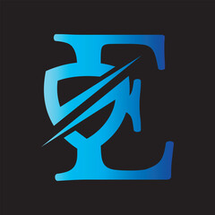 Shield and Security Logo Combine With Letter E Vector Template