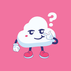 Cloud Thinking with Question Mark Illustration