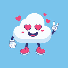 Happy Cloud with Love Eyes Illustration