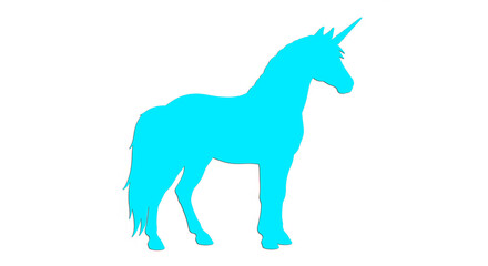 Fototapeta premium Gleaming unicorn logo arcs across pastel sky, horn aglow, mane flowing, symbolizing pure magic and wonder. 