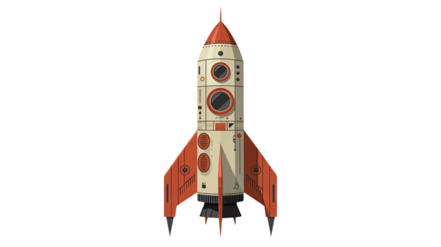 Retro rocket ready for launch with classic design and vintage charm for space travel