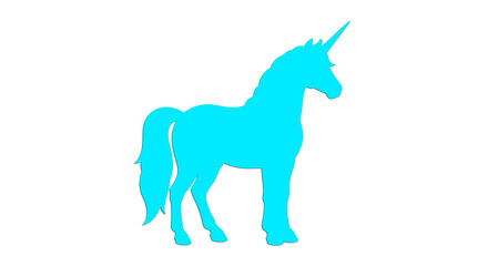 Fototapeta premium Gleaming unicorn logo arcs across pastel sky, horn aglow, mane flowing, symbolizing pure magic and wonder. 