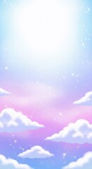 Dreamy Pastel Sky with Clouds and Sunlight Abstract Background for Fantasy Design