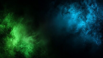 Vibrant Green and Blue Colorful Cosmic Dust Clouds Abstract Background