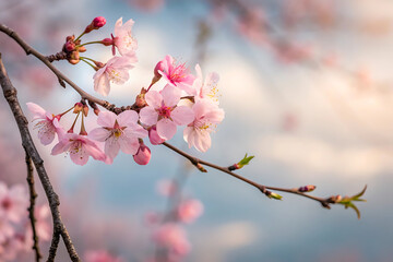 Vibrant Botanical Cherry Blossoms in Natural Lighting