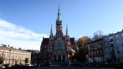 Krak&oacute;w, Poland. St. Joseph's Church (Sanktuarium Świętego J&oacute;zefa w Krakowie) is a historic Catholic church in Podg&oacute;rski Square