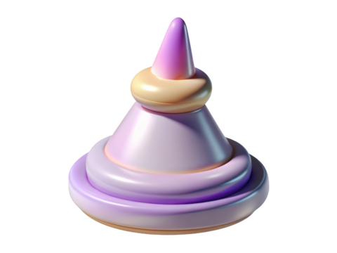 Stylized tower with layers gentle color scheme smooth surfaces minimalist design 3d illustration icon solated on white background