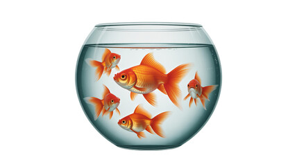 Goldfish in a glass bowl, a symbol of freedom, isolation, or togetherness in the water