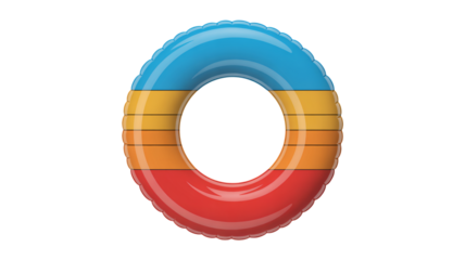 Colorful inflatable pool float ready for summer fun and relaxation by the water