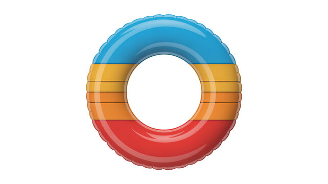 Colorful inflatable pool float ready for summer fun and relaxation by the water