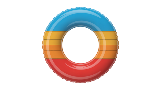 Colorful inflatable pool float ready for summer fun and relaxation by the water