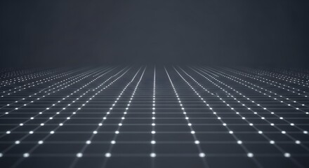 Abstract perspective grid with glowing dots creates a futuristic and modern design