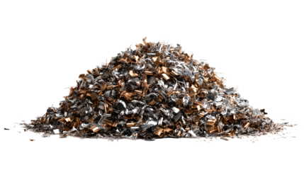 Metal shavings pile silver gold recycling scrap