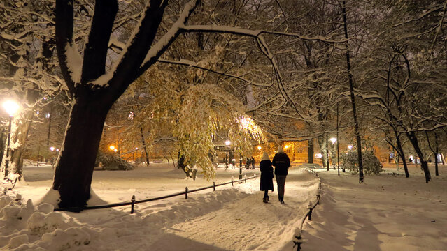 Kraków, Poland.  Planty Park, a city park in surrounding the Old Town. It was founded in 1822–1830, has an area of ​​21 ha and is approximately 4 km long