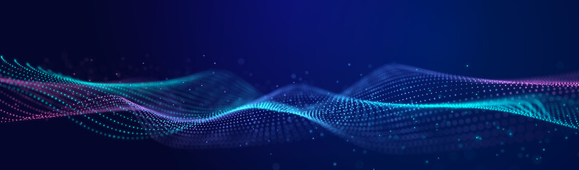 Abstract wave of musical sounds. Smooth information transfer. 3D rendering.