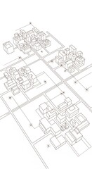 Fototapeta premium Urban Development Plan Isometric Illustration Modern City Blocks Residential Area Architectural Design