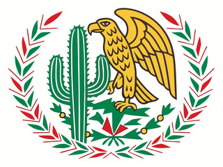 Obraz premium Colorful Mexican Sombrero and Cactus Desert Scene