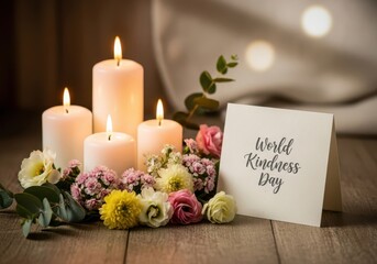 Candles and flowers create a warm ambiance for world kindness day celebration