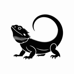 Fototapeta premium Stylized silhouette of a bearded dragon lizard with a curved tail