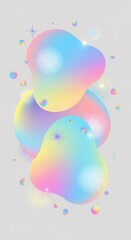 Abstract Colorful Liquid Shapes Gradient Background with Sparkling Stars and Bubbles Vector Illustration