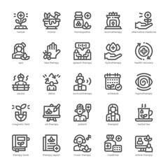 Alternative Medicine Icon pack for your website, mobile, presentation, and logo design. Alternative Medicine Icon outline design. Vector graphics illustration and editable stroke.