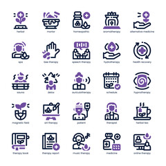 Alternative Medicine Icon pack for your website, mobile, presentation, and logo design. Alternative Medicine Icon dual tone design. Vector graphics illustration and editable stroke.