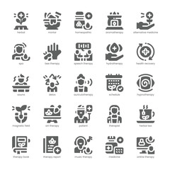Alternative Medicine Icon pack for your website, mobile, presentation, and logo design. Alternative Medicine Icon solid design. Vector graphics illustration and editable stroke.