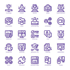 Virtual Classroom Icon pack for your website, mobile, presentation, and logo design. Virtual Classroom Icon line basic color design. Vector graphics illustration and editable stroke.