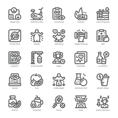 Weight Management Icon pack for your website, mobile, presentation, and logo design. Weight Management Icon outline design. Vector graphics illustration and editable stroke.