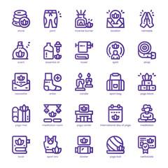 Yoga Icon pack for your website, mobile, presentation, and logo design. Yoga Icon line basic color design. Vector graphics illustration and editable stroke.