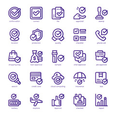 Approval Icon pack for your website, mobile, presentation, and logo design. Approval Icon line basic color design. Vector graphics illustration and editable stroke.