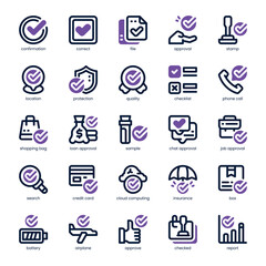 Approval Icon pack for your website, mobile, presentation, and logo design. Approval Icon dual tone design. Vector graphics illustration and editable stroke.