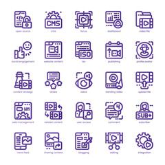 Content Management Icon pack for your website, mobile, presentation, and logo design. Content Management Icon line basic color design. Vector graphics illustration and editable stroke.