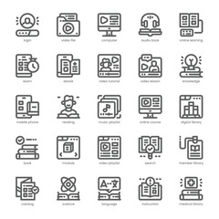 Digital Library Icon pack for your website, mobile, presentation, and logo design. Digital Library Icon outline design. Vector graphics illustration and editable stroke.