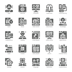 Digital Library Icon pack for your website, mobile, presentation, and logo design. Digital Library Icon solid design. Vector graphics illustration and editable stroke.