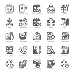 Doctor Appointment Icon pack for your website, mobile, presentation, and logo design. Doctor Appointment Icon outline design. Vector graphics illustration and editable stroke.