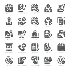 Doctor Appointment Icon pack for your website, mobile, presentation, and logo design. Doctor Appointment Icon solid design. Vector graphics illustration and editable stroke.