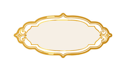 Elegant golden frame with ornate details and a cream colored center for custom text or image design use