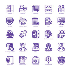 Hospital Icon pack for your website, mobile, presentation, and logo design. Hospital Icon line basic color design. Vector graphics illustration and editable stroke.