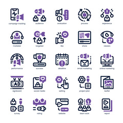 Campaign Tracking Icon pack for your website, mobile, presentation, and logo design. Campaign Tracking Icon dual tone design. Vector graphics illustration and editable stroke.