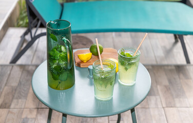 fresh lemonade in summer garden