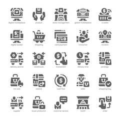 Digital Marketplace Icon pack for your website, mobile, presentation, and logo design. Digital Marketplace Icon solid design. Vector graphics illustration and editable stroke.