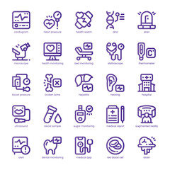 Health Monitoring Icon pack for your website, mobile, presentation, and logo design. Health Monitoring Icon line basic color design. Vector graphics illustration and editable stroke.